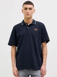 Jack & Jones Koszulka polo w kolorze granatowym rozmiar: XL. Niebieskie koszulki polo Jack & Jones, xl, bez wzorów, z bawełny, bez kołnierzyka, bez ramiączek. Za 88.43 zł.