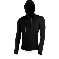 Męska bluza merino LERICH. Czarne bluzy z kapturem LASTING, m, bez wzorów, z dzianiny, z kapturem. Za 743.00 zł.