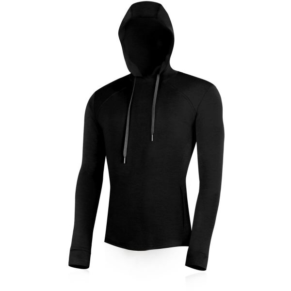 Męska bluza merino LERICH. Czarne bluzy z kapturem LASTING, m, bez wzorów, z dzianiny, z kapturem. Za 743.00 zł.