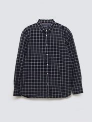 Koszula męska flanelowa w kratę granatowa Meridenisoni 403. Niebieskie koszule BIG STAR, l, bez wzorów, bez kołnierzyka, bez ramiączek. Za 229.99 zł.