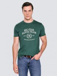 Koszulka męska z nadrukiem zielona Marr 304. Zielone t-shirty BIG STAR, l, bez wzorów, z bawełny, bez kołnierzyka, bez ramiączek. Za 99.99 zł.