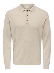 ONLY & SONS Koszulka polo "Loui" w kolorze beżowym rozmiar: M. Brązowe koszulki polo sportowe Only & Sons, m, bez wzorów, bez kołnierzyka, bez ramiączek. Za 92.21 zł.