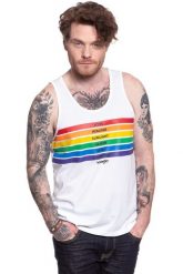 WRANGLER T SHIRT PRIDE TANK WHITE W769D3989 112131106. Białe t-shirty Wrangler, l, bez wzorów, bez kołnierzyka, bez ramiączek. Za 49.99 zł.