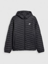 4F Kurtka z wypełnieniem syntetycznym męska - czarna L. Czarne kurtki 4F, l, bez wzorów, z materiału, z kapturem. Za 299.99 zł.