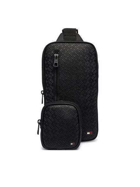 Tommy Hilfiger Saszetka Embossed Flag Sling Bag AM0AM14191 Czarny. Czarne saszetki i nerki Tommy Hilfiger, bez wzorów, ze skóry, bez dodatków. Za 409.99 zł.