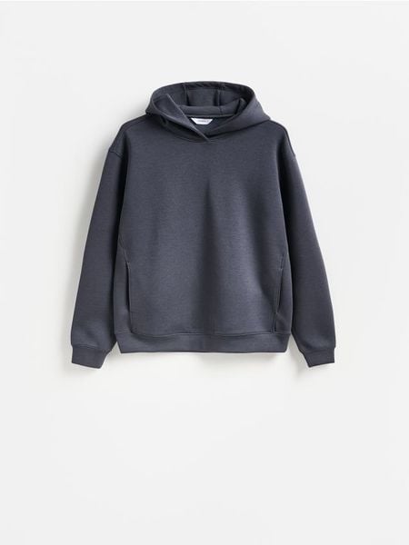 Bluza z kapturem - ciemnoszary. Szare bluzy z kapturem Reserved, l, bez wzorów, z dzianiny, z kapturem. Za 149.99 zł.