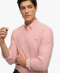 Superdry Koszula Preppy Oxford z długim rękawem – 100% bawełna organiczna. Czerwone koszule Superdry, m, bez wzorów, z bawełny, bez kołnierzyka, bez ramiączek. Za 279.65 zł.