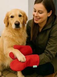 Paws&Whiskers Rękawiczki w kolorze czerwonym do osuszania - 38 x 17 cm rozmiar: onesize. Czerwone rękawiczki Paws&Whiskers, bez wzorów, z materiału. Za 90.95 zł.