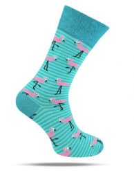 Skarpetki Bawełniane - Tematyczne - Turkusowe we Flamingi. Niebieskie skarpety His Story, bez wzorów, z bawełny. Za 29.99 zł.
