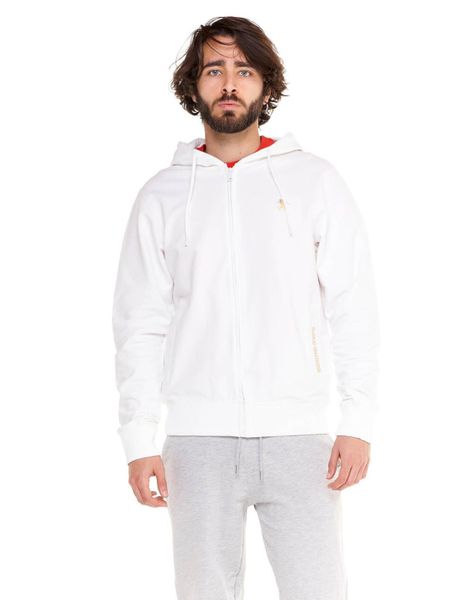 Męska bluza z kapturem Gold Edition, zapinana na zamek. Białe bluzy z kapturem LEONE 1947 APPAREL, na lato, l, bez wzorów, z bawełny, z kapturem. Za 105.21 zł.