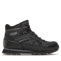 Trekkingi Regatta. Czarne buty trekkingowe Regatta, bez wzorów, bez zapięcia. Za 499.99 zł.