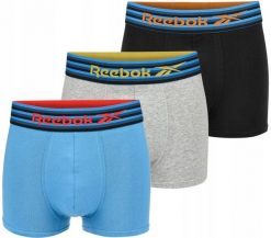 Bokserki majtki męskie bawełniane 3 pary REEBOK TRUNK KENT. Niebieskie bokserki Reebok, m, bez wzorów, z bawełny. Za 95.00 zł.