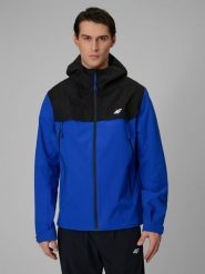 4F Kurtka przejściowa membrana 5000 męska - niebieska M. Niebieskie kurtki 4F, l, bez wzorów, z materiału, bez kaptura. Za 399.99 zł.