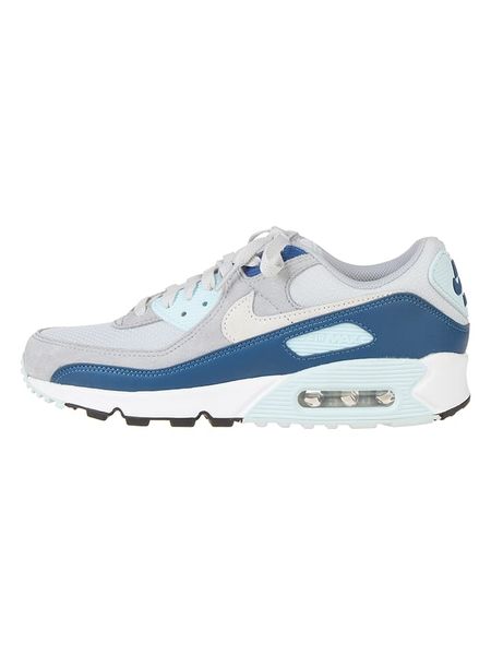 Nike Skórzane sneakersy "Air Max 90" w kolorze niebiesko-szaro-kremowym rozmiar: 40,5. Niebieskie buty sportowe casual Nike, bez wzorów, z materiału, bez zapięcia. Za 440.28 zł.
