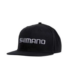 Czapka typu snapback Shimano. Czarne czapki z daszkiem Shimano, bez wzorów, z bawełny. Za 71.60 zł.