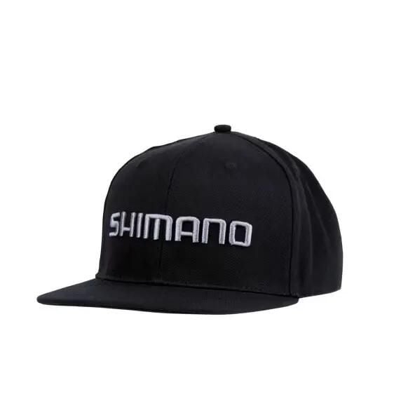 Czapka typu snapback Shimano. Czarne czapki z daszkiem Shimano, bez wzorów, z bawełny. Za 71.60 zł.