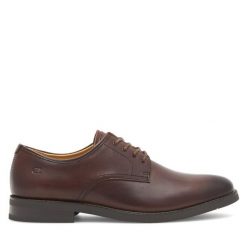 Półbuty Gino Rossi. Brązowe eleganckie półbuty Gino Rossi, bez wzorów, bez obcasa, bez zapięcia. Za 349.99 zł.