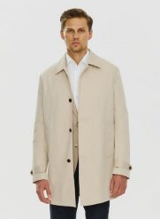 PAKO LORENTE – Beżowy wiosenny płaszcz męski P24SF-7X-001-E-0 - Pako Lorente. Brązowe płaszcze Pako Lorente, na wiosnę, m, bez wzorów, klasyczne, bez kaptura. Za 299.99 zł.