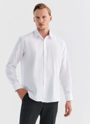 PAKO LORENTE – Koszula męska biała ASANA P000B-1X-595-B. Białe koszule Pako Lorente, m, bez wzorów, z bawełny, bez kołnierzyka, bez ramiączek. Za 99.99 zł.