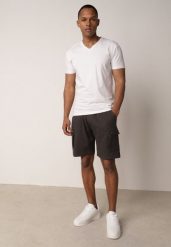 Szare Szorty z Bawełną w Stylu Safari z Kieszeniami Cargo Sabririla. Szare szorty Born2be, l, bez wzorów, z bawełny. Za 69.99 zł.