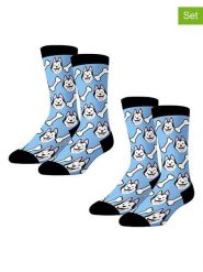 Lucky Socks Skarpety (2 pary) w kolorze błękitno-biało-czarnym rozmiar: 36-40. Białe skarpety Lucky Socks, bez wzorów, prążkowane. Za 34.93 zł.