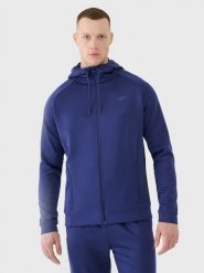 4F Bluza treningowa szybkoschnąca męska - granatowa XXL. Niebieskie bluzy z kapturem 4F, m, bez wzorów, z dzianiny, z kapturem. Za 199.99 zł.