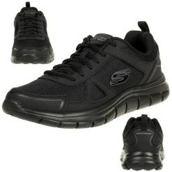 Buty do chodzenia męskie Skechers Trackscloric. Czarne buty do biegania Skechers, bez wzorów, z materiału, bez zapięcia, do biegania. Za 249.99 zł.