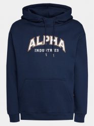 Alpha Industries Bluza College 146331 Granatowy Regular Fit. Niebieskie bluzy Alpha Industries, m, bez wzorów, z syntetyku, bez kaptura. Za 289.99 zł.