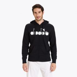 Bluza męska DIADORA HD FZ SWEAT DIADORA CLUB. Czarne bluzy z kapturem Diadora, m, bez wzorów, z kapturem. Za 129.99 zł.