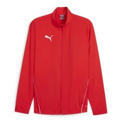 Kurtka prezentacyjna Puma teamGOAL Sideline. Czerwone kurtki Puma, xl, bez wzorów, z materiału, z kapturem. Za 203.57 zł.