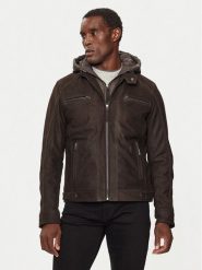 Serge Pariente Kurtka skórzana Erico Hood Brązowy Regular Fit. Brązowe kurtki Serge Pariente, m, bez wzorów, ze skóry, bez kaptura. Za 1,399.00 zł.