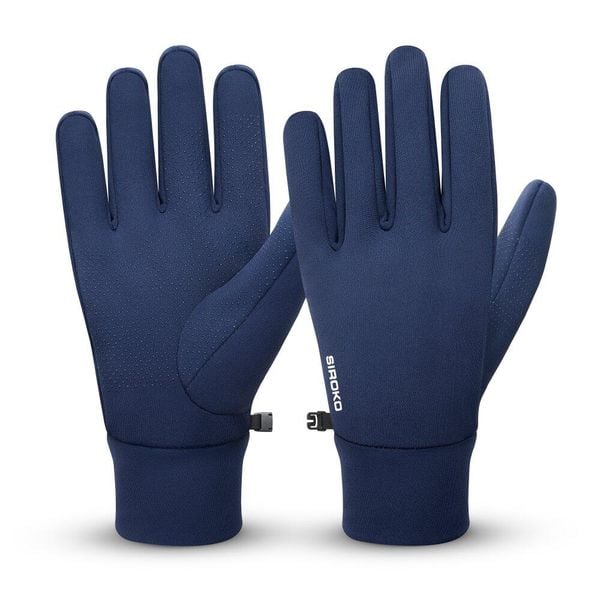 Wodoodporne rękawiczki do biegania w terenie Siroko Sasso Blue. Niebieskie rękawiczki SIROKO, bez wzorów, z materiału. Za 84.00 zł.