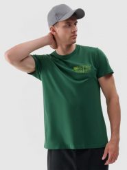 4F T-shirt regular z nadrukiem męski - zielony XXL. Zielone t-shirty 4F, m, bez wzorów, z bawełny, bez kołnierzyka, bez ramiączek. W wyprzedaży za 39.99 zł.