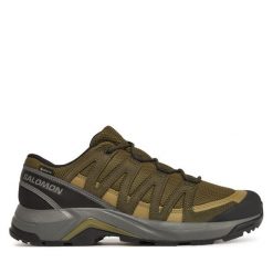 Trekkingi Salomon. Brązowe buty trekkingowe Salomon, bez wzorów, z gore-texu, bez zapięcia. Za 399.99 zł.