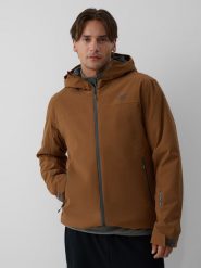 4F Kurtka zimowa membrana 5000 męska - brązowa XL. Brązowe kurtki 4F, na zimę, m, bez wzorów, bez kaptura. Za 349.99 zł.