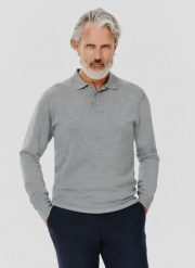 PAKO LORENTE – Szary sweter męski z kołnierzykiem polo. Szare swetry nierozpinane Pako Lorente, na jesień, m, bez wzorów, bez kołnierzyka, bez ramiączek. Za 149.99 zł.