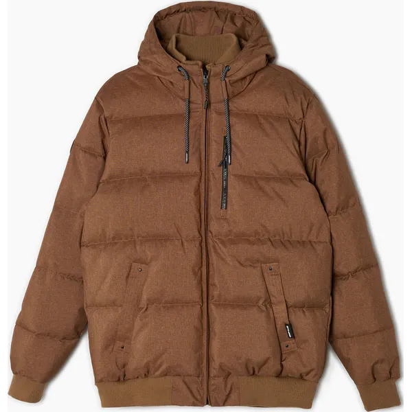 Brązowa kurtka z kapturem - Brązowy. Brązowe kurtki Cropp, l, bez wzorów, z gumy, z kapturem. Za 289.99 zł.