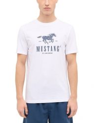 Męski T-Shirt Mustang Style Austin Bright White 1015069 2007. Białe t-shirty Mustang, m, bez wzorów, bez kołnierzyka, bez ramiączek. Za 69.99 zł.