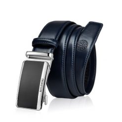 Skórzany pasek męski BETLEWSKI Granatowy 135. Niebieskie paski Betlewski, bez wzorów, ze skóry. Za 79.00 zł.
