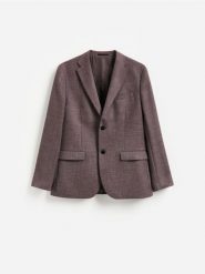 Marynarka regular fit - brązowy. Brązowe garnitury Reserved, l, bez wzorów, z tkaniny. Za 359.99 zł.