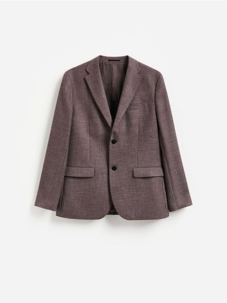 Marynarka regular fit - brązowy. Brązowe garnitury Reserved, l, bez wzorów, z tkaniny. Za 359.99 zł.