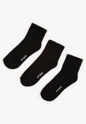 Czarne Bawełniane Skarpety za Kostkę 3 Pack Foliane. Czarne skarpety Born2be, bez wzorów, z bawełny. W wyprzedaży za 16.99 zł.