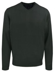 Męski, Bawełniany Sweter w Serek (V-neck) - Adriano Guinari - Ciemna Zieleń. Zielone swetry rozpinane Adriano Guinari, l, bez wzorów, z bawełny, bez kołnierzyka, bez ramiączek. Za 169.00 zł.