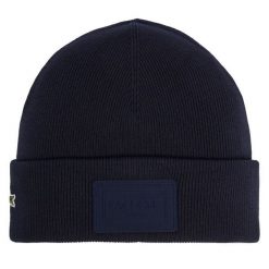 Czapka Lacoste. Niebieskie czapki zimowe LACOSTE, bez wzorów. Za 239.99 zł.