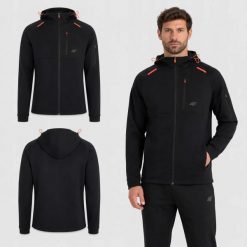 BLUZA MĘSKA ROZPINANA 4F Z KAPTUREM M2239 KOLOR CZARNY. Czarne bluzy z kapturem 4F, l, bez wzorów, z materiału, z kapturem. Za 147.00 zł.