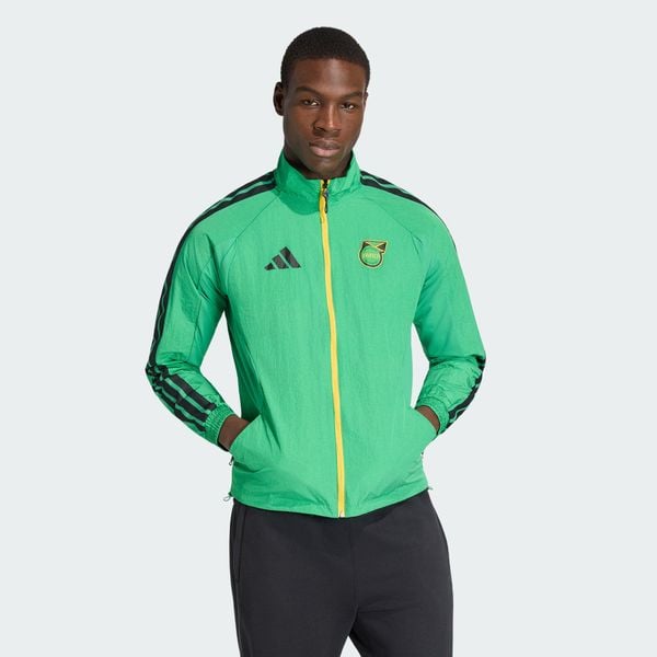 Domowa bluza reprezentacyjna Jamajka x Bob Marley. Zielone bluzy bez kaptura Adidas, uniwersalny, bez wzorów, z materiału, bez kaptura. Za 529.00 zł.