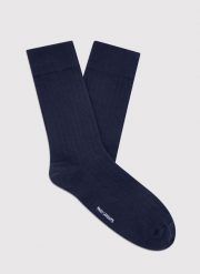 PAKO LORENTE - Gładkie granatowe skarpety w prążek. Skarpety Pako Lorente, bez wzorów. Za 39.99 zł.