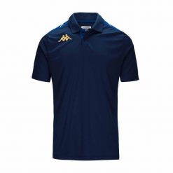 Polo Kappa Ghiolo. Niebieskie koszulki polo sportowe Kappa, bez wzorów, bez kołnierzyka, bez ramiączek, na fitness i siłownię. Za 189.00 zł.