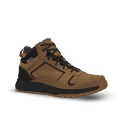 Buty turystyczne męskie Quechua SH500 Mid skóra wodoodporne. Czerwone buty trekkingowe QUECHUA, na zimę, bez wzorów, ze skóry, bez zapięcia, trekkingowe. W wyprzedaży za 199.99 zł.