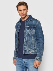 Guess Kurtka jeansowa M1YXN1 D47II Granatowy Regular Fit. Niebieskie kurtki Guess, l, z aplikacjami, z bawełny, bez kaptura. Za 409.99 zł.
